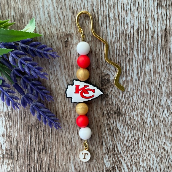 Bookmark Kansas Football Handcrafted Artisan Beaded Metal Journal Read Book - Picture 1 of 3